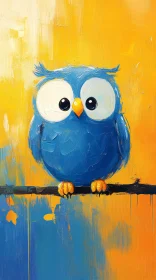 Playful Blue Owl in Art