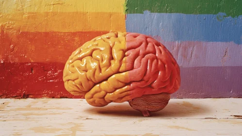 Brain Anatomy Art with Rainbow Colors