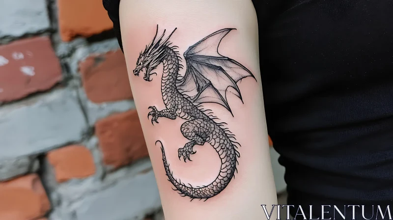 Exquisite Dragon Tattoo Design on Arm AI Image