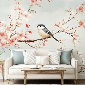 Peaceful Bird with Floral Branch Design