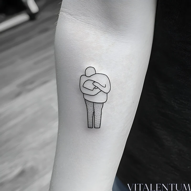 Simple Embrace Tattoo Art AI Image