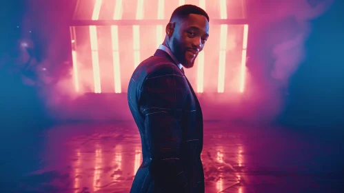 Portrait of Will Smith with Neon and Smoke