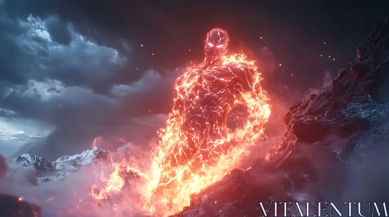 AI ART Lava Giant: A Creature of Fire