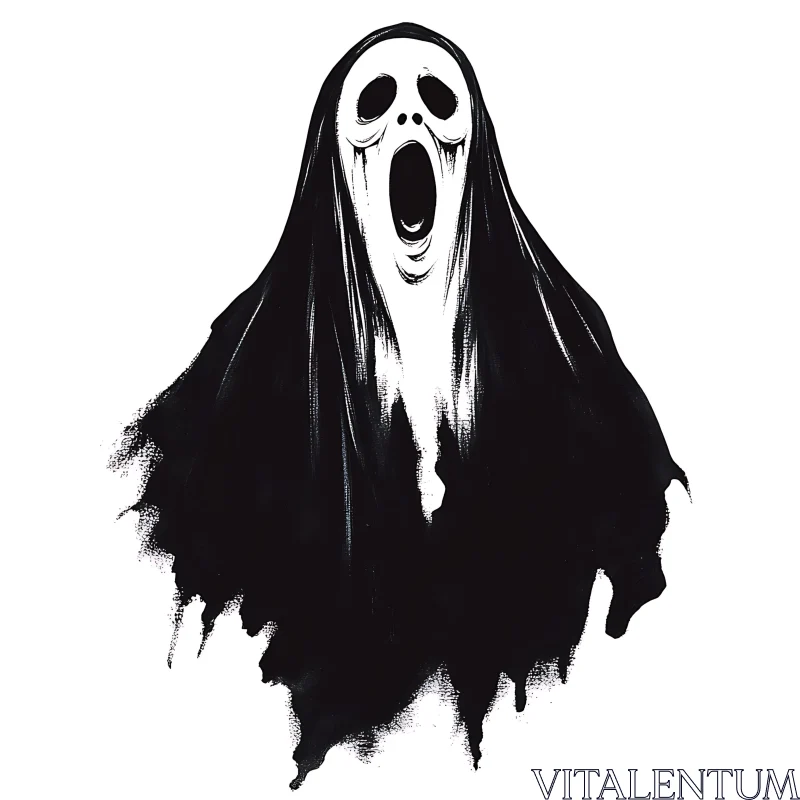 AI ART Monochrome Ghost Illustration