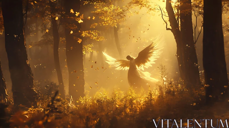 AI ART Guardian Angel in Autumnal Woods