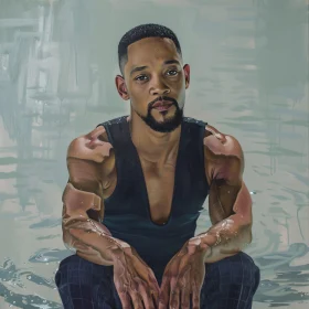 Will Smith in Water Painted Portrait