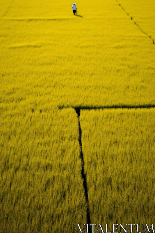 Person in Yellow Field AI Image