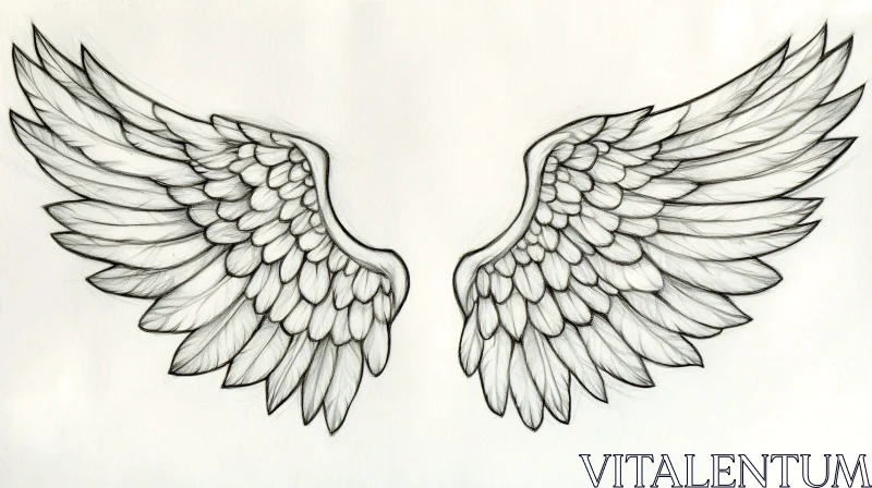 AI ART Pencil Drawing of Symmetrical Wings