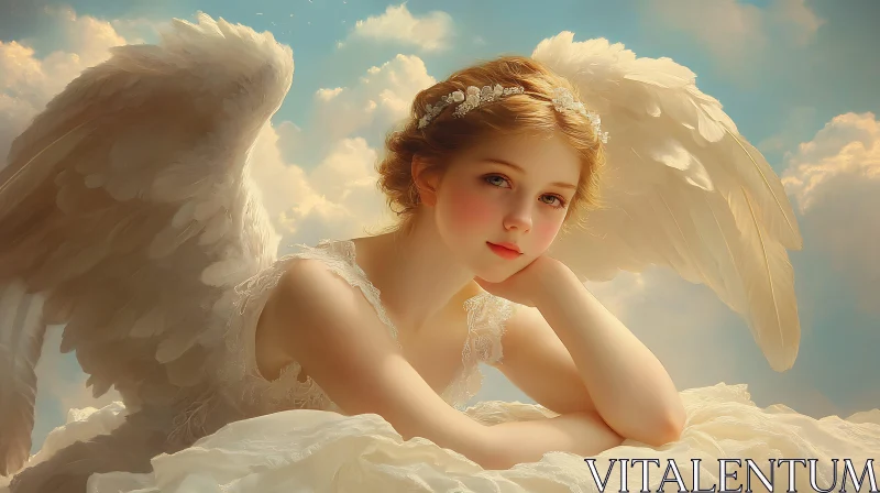 AI ART Serene Angel with Wings in Sky