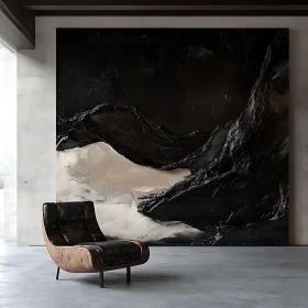 Textured Abstract Art with Modern Chair