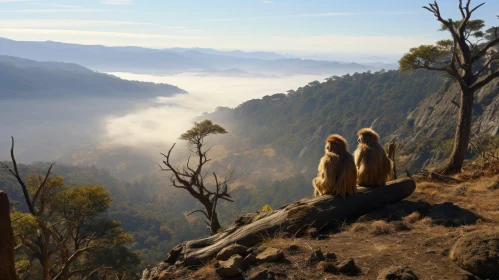 Captivating Image of Monkeys on a Misty Hill | Indigenous Culture and Natural Beauty