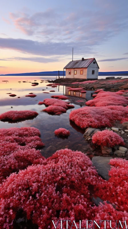 Captivating Red Algae and Ocean Reflection: A Dreamy Contemporary Landscape AI Image