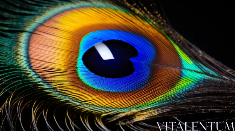 Close-up Portrait of Colorful Peacock Eye Feather AI Image