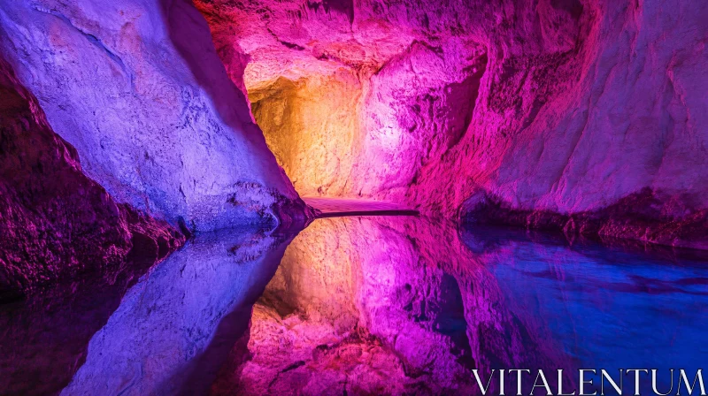 AI ART Colorful Cave Reflection