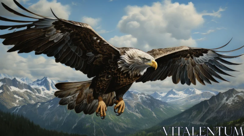 Majestic Eagle Soaring Above Mountain Range AI Image