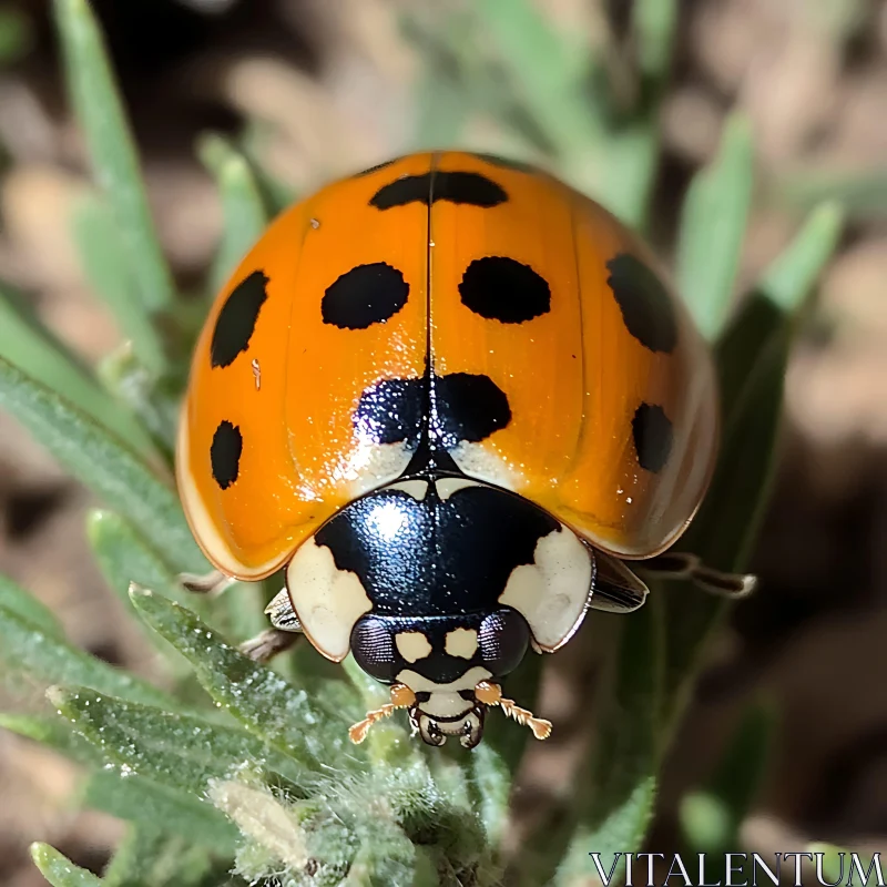 Close-Up of Orange Ladybug with Black Spots AI Image