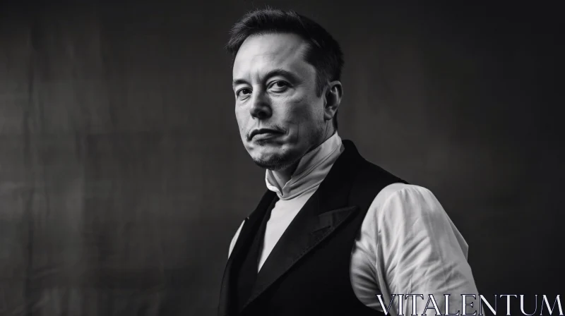 AI ART Formal Monochromatic Image of Elon Musk