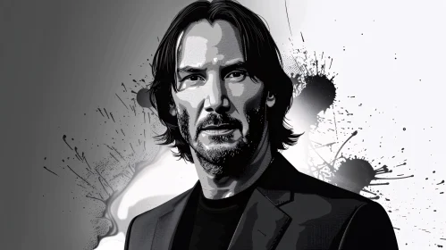 Captivating Black-and-White Art of Keanu Reeves