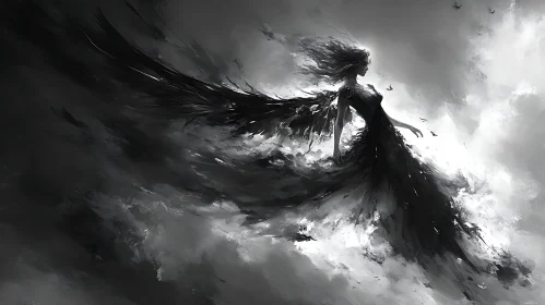 Monochrome Angelic Figure