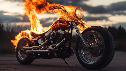 Burning Motorcycle: A Fiery Spectacle