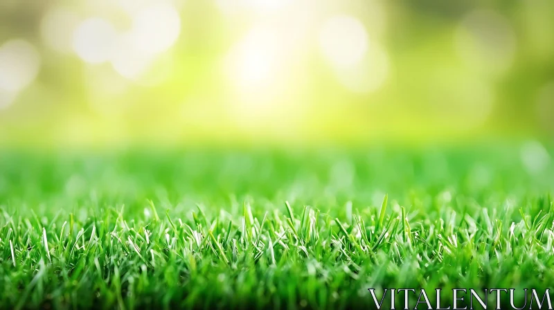 Sunlit Green Grass Field AI Image