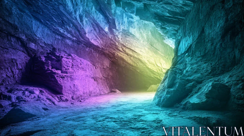 AI ART Colorful Underground Cave with Rock Formations