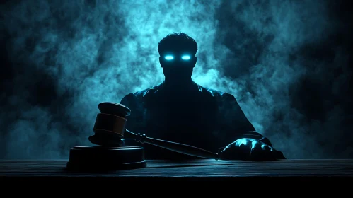 Mysterious Judge Silhouette with Gavel