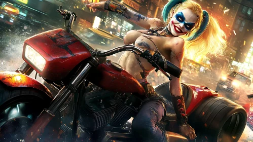 Clown Woman on Motorcycle