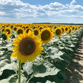 Rows of Sunflowers in Full Bloom