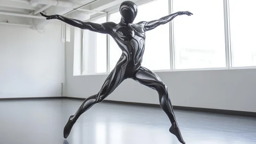 Robotic Leaping in Sleek Black Suit