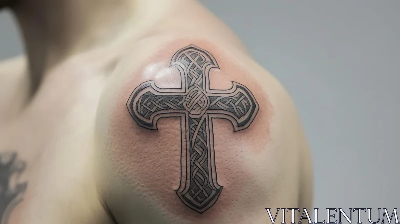 Detailed Cross Tattoo on Arm AI Image