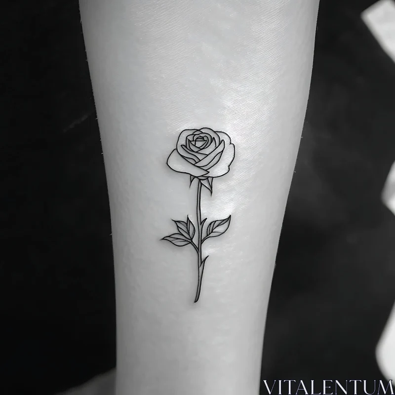 Black Ink Rose Tattoo AI Image