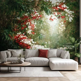 Sofa and Floral Painting Interior Design