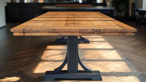 Sunlit Wooden Dining Table