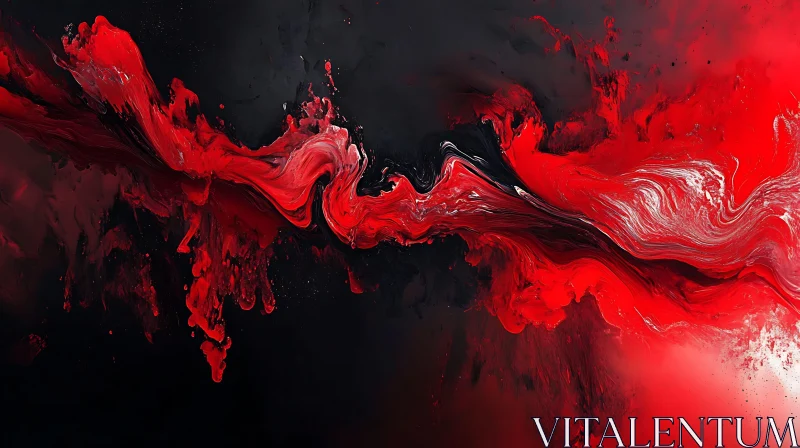 AI ART Flowing Red Abstract Painting