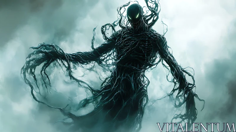 Dark Creature Emerging from Mist AI Image