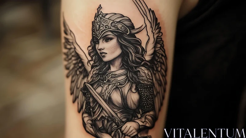 Mythical Warrior Tattoo Art AI Image