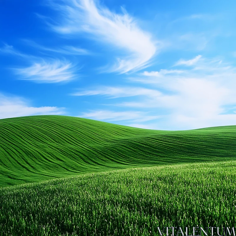 AI ART Rolling Green Hills and Cloudy Sky