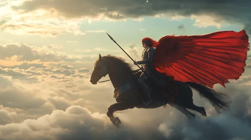 Ethereal Warrior on Horseback in the Sky