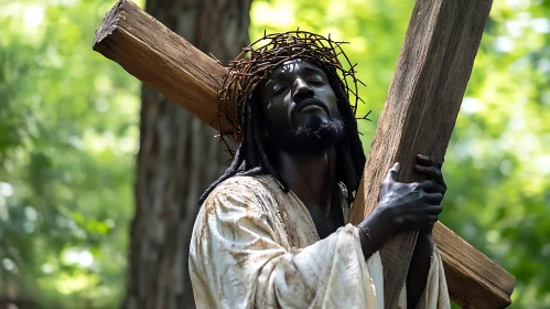 Portrait of Man Carrying Cross