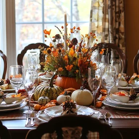 Festive Fall Table Decoration with Pumpkins
