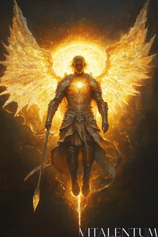 AI ART Winged Warrior of Light Illustration