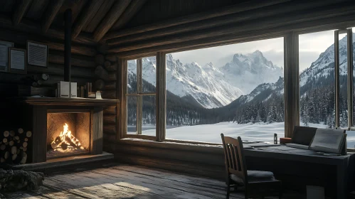 Cozy Cabin in the Snowy Mountains