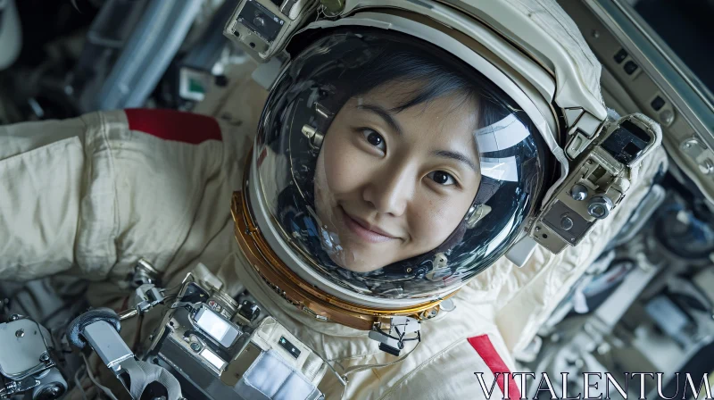 Female Astronaut in Space Gear AI Image