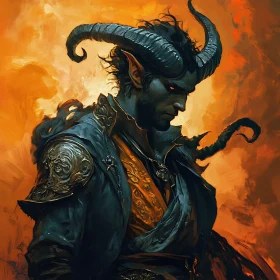 Demonic Figure with Fiery Eyes