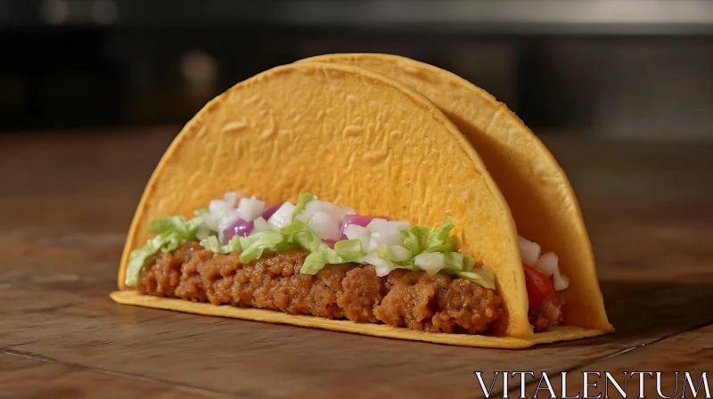 Tasty Taco with Ground Beef and Vegetables AI Image