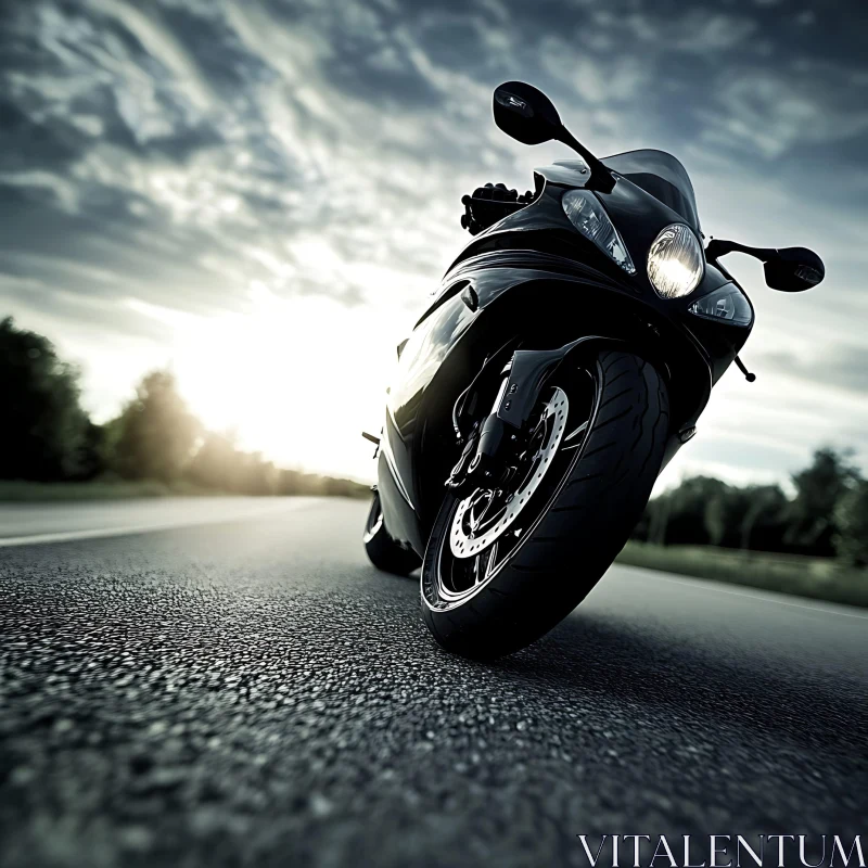 Motorcycle Ride at Sunset AI Image