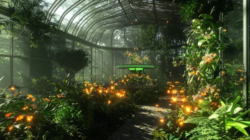Glowing Flora Under Glass Canopy