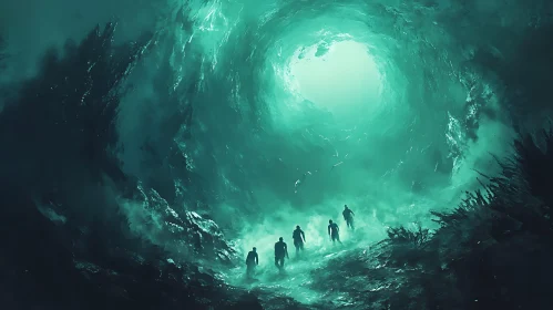 Figures in a Teal Vortex