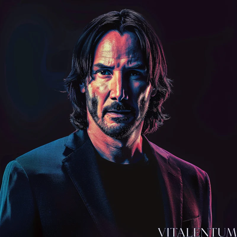 Keanu Reeves Under Neon AI Image